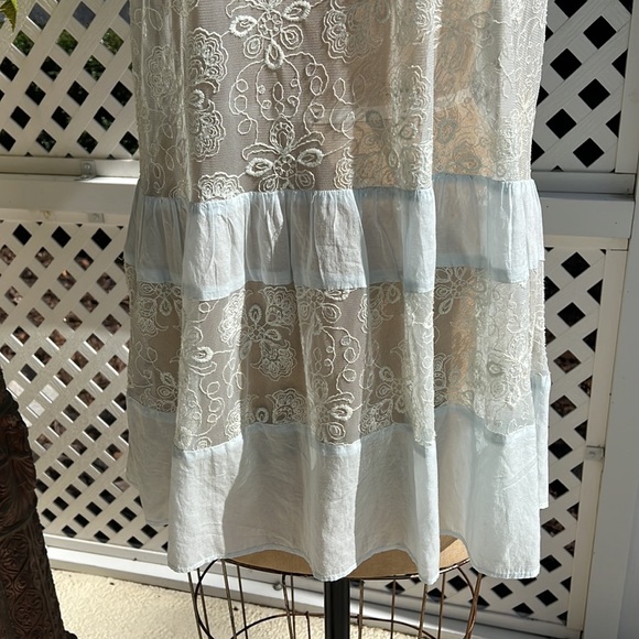 Sundance Lace Boho Tunic Top Light Blue - Picture 2 of 8